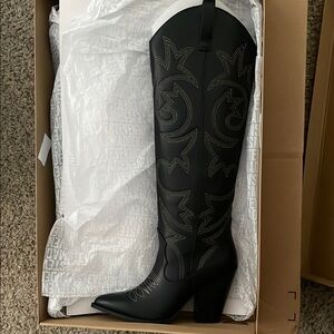 Steve Madden Black Linconn Cowboy Boots